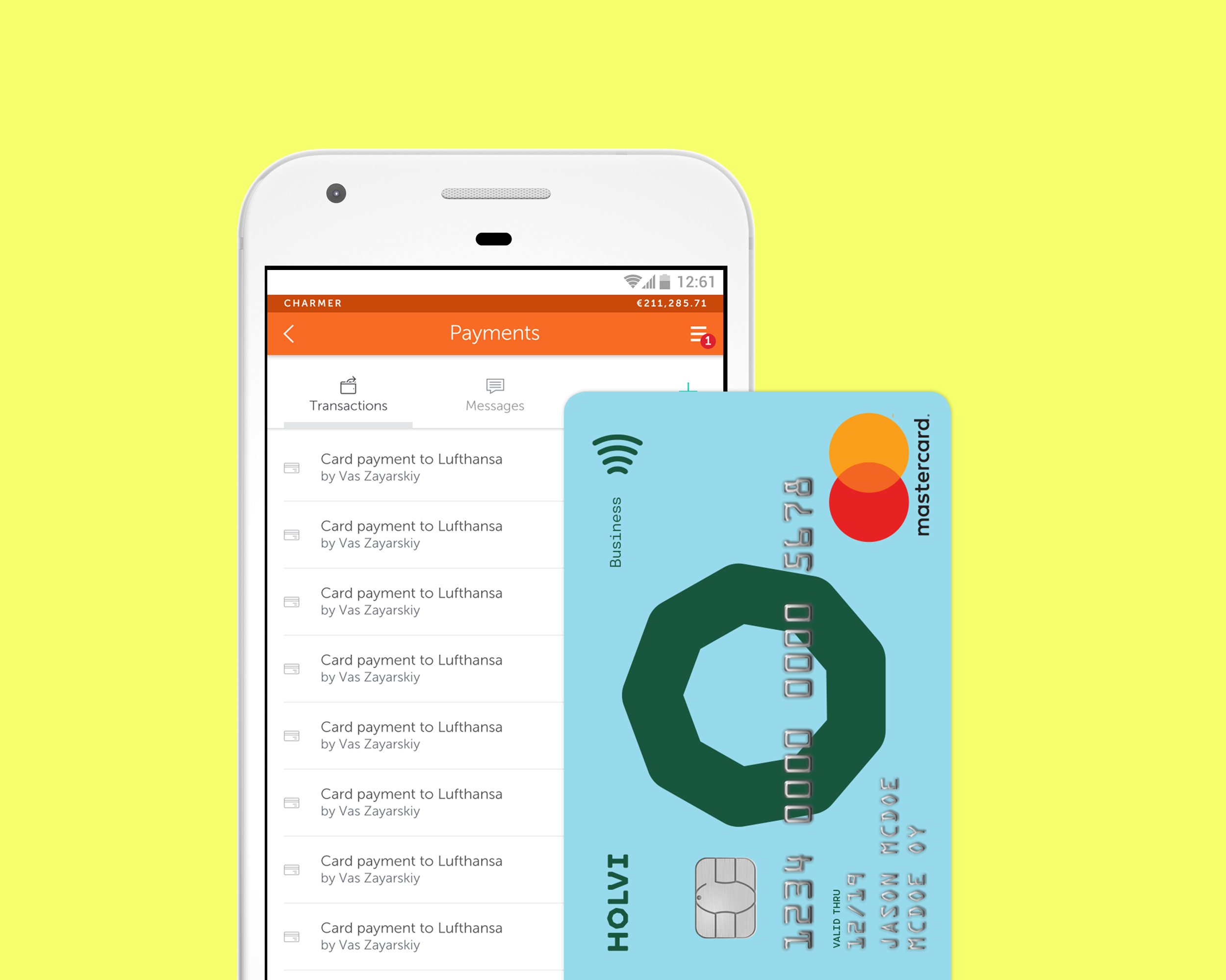 Verwalte deine Holvi Business Mastercard ganz einfach online und über dein Smartphone
